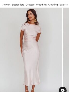 Selfie Leslie-Loveland Cap Sleeve Cowl Back Midi Dress Blush